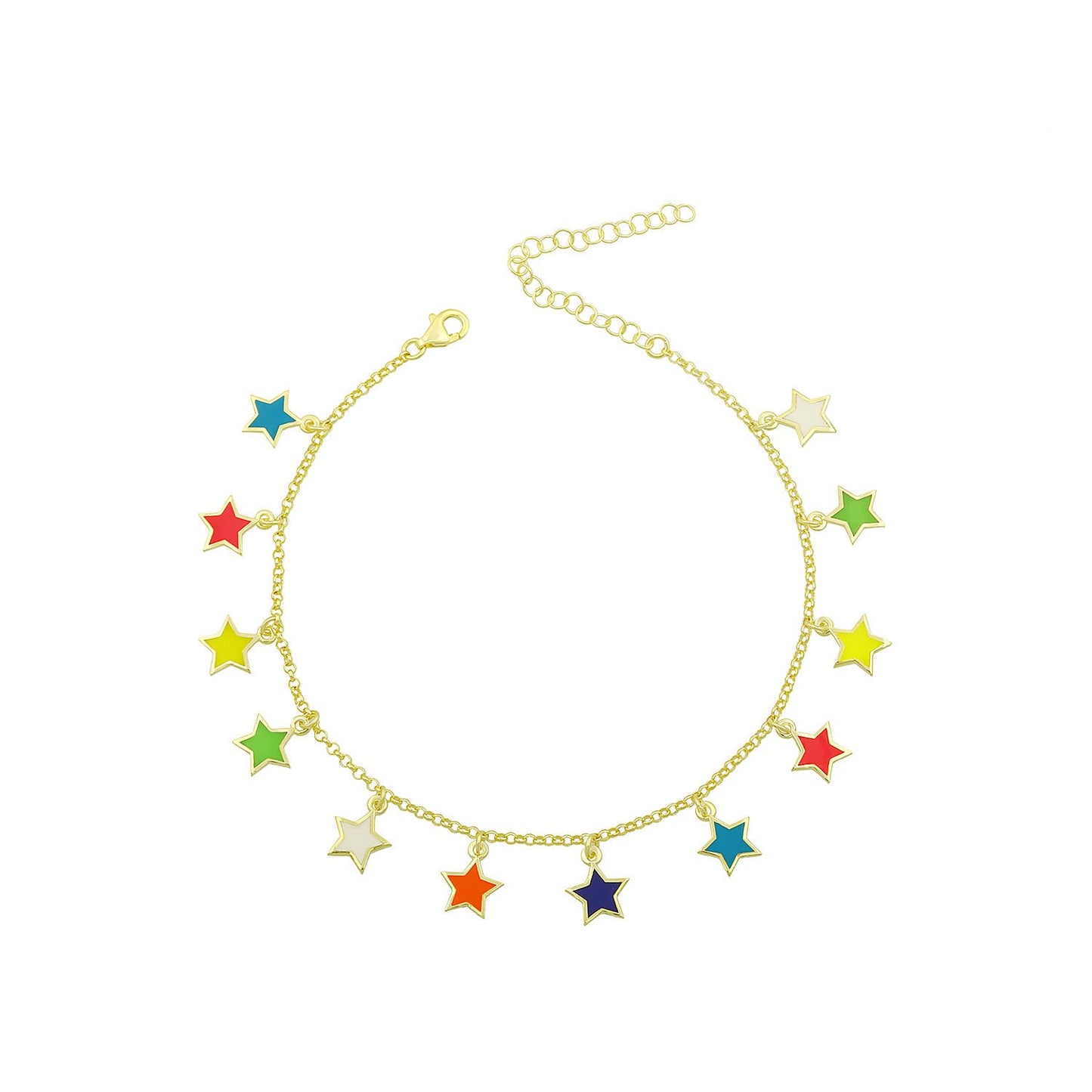 Rainbow Enamel Stars Anklet