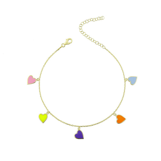 Enamel Heart Anklet