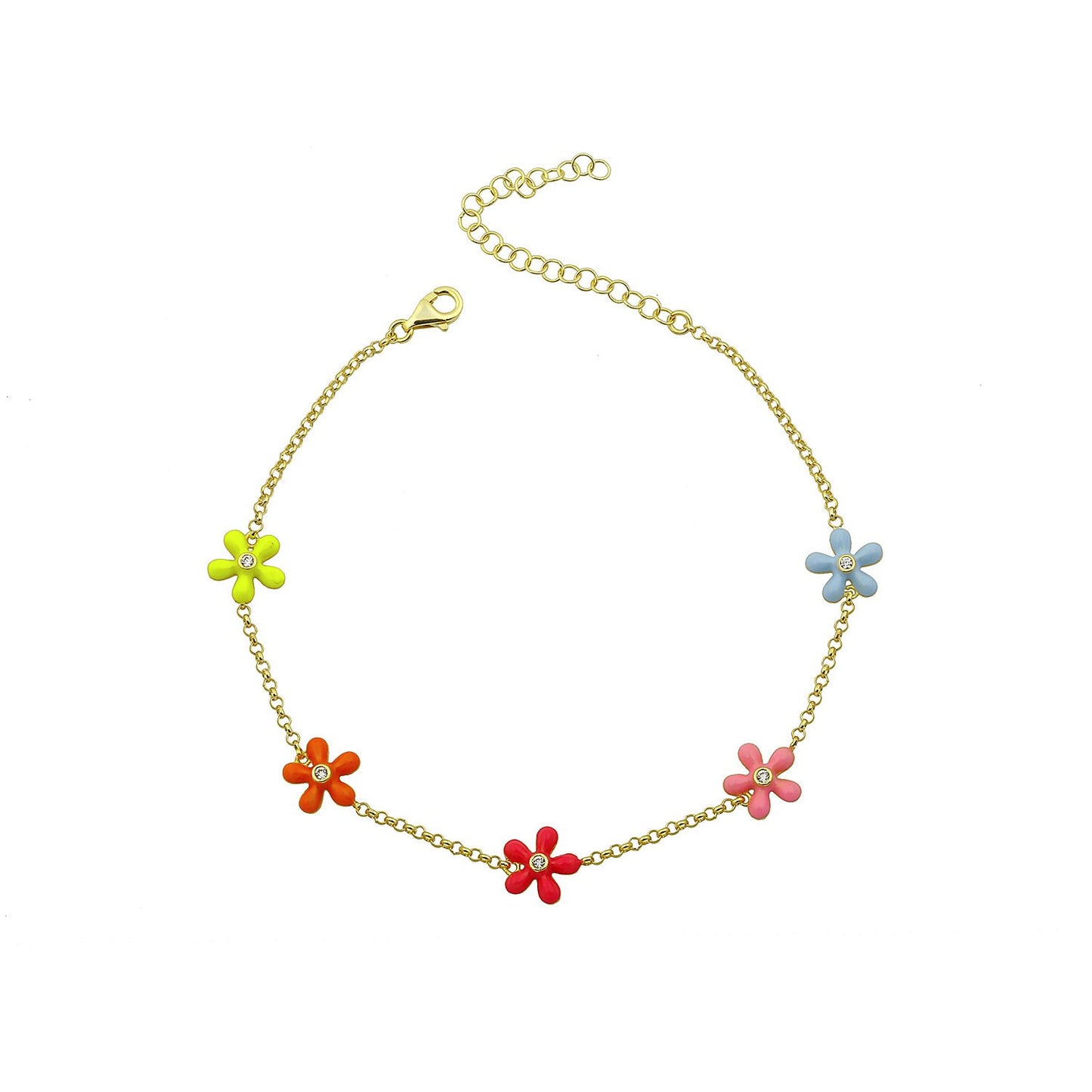 Enamel Flower Anklet