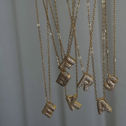 Mini Bubble Zircon Initial Necklace
