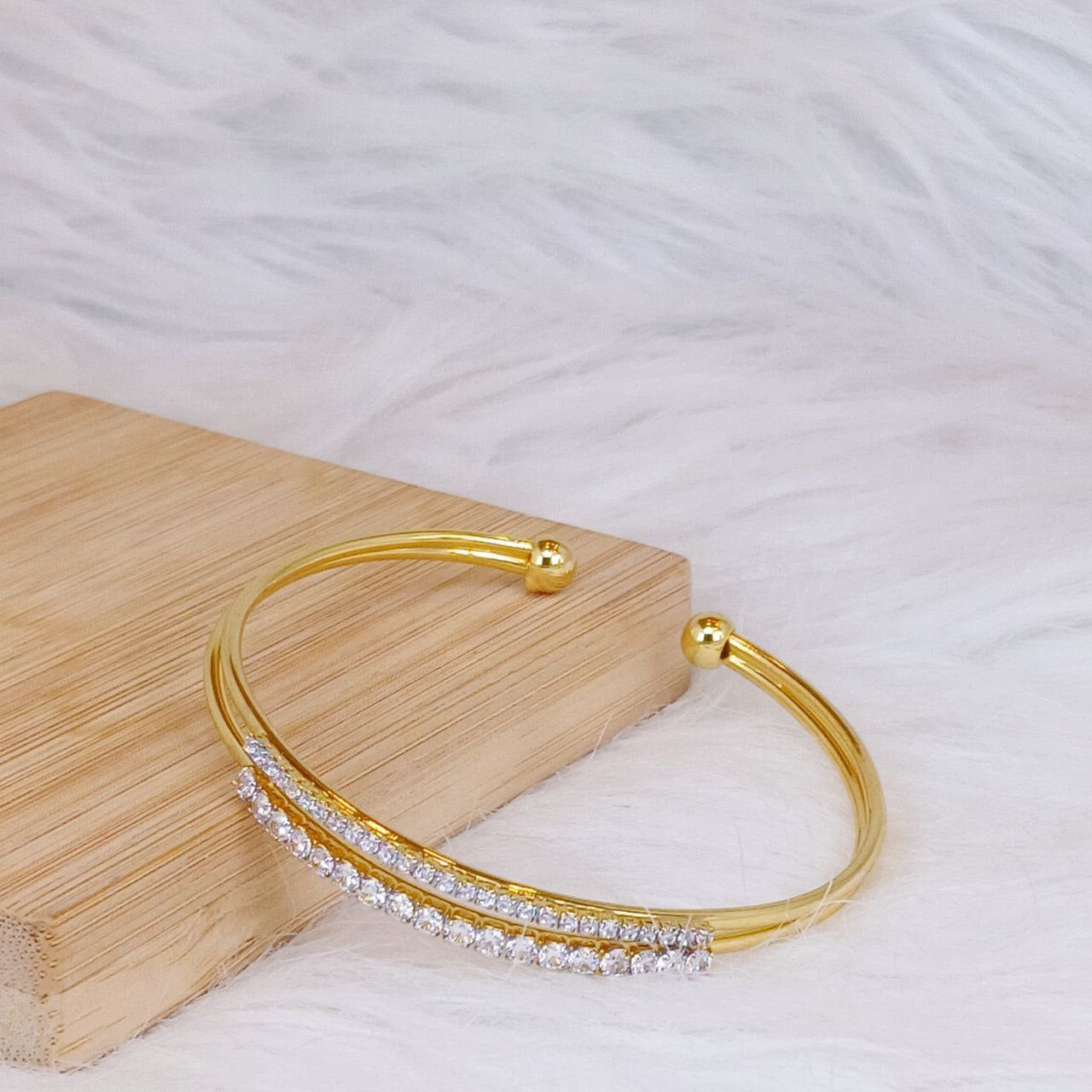 Double Lined Crystal Bangle