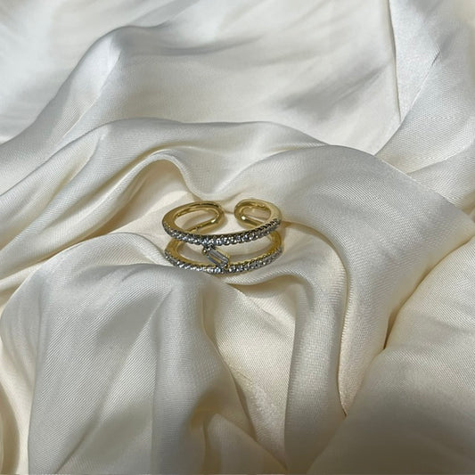 Double Line Zircon Ring