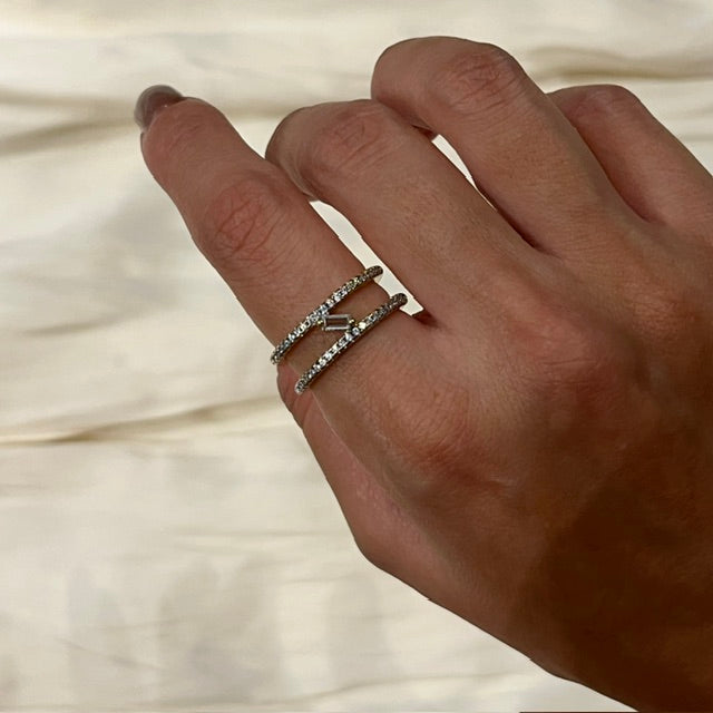 Double Line Zircon Ring