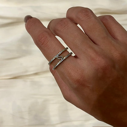 Double Line Zircon Ring