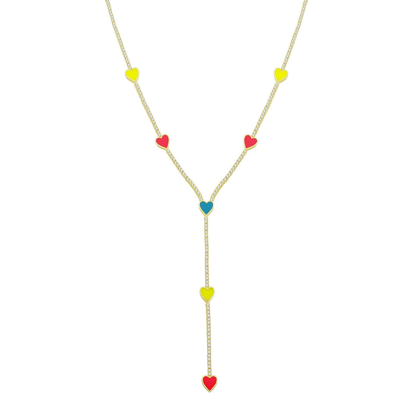 Enamel Lariat Heart Necklaces