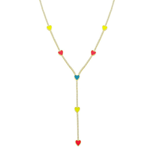 Enamel Lariat Heart Necklaces