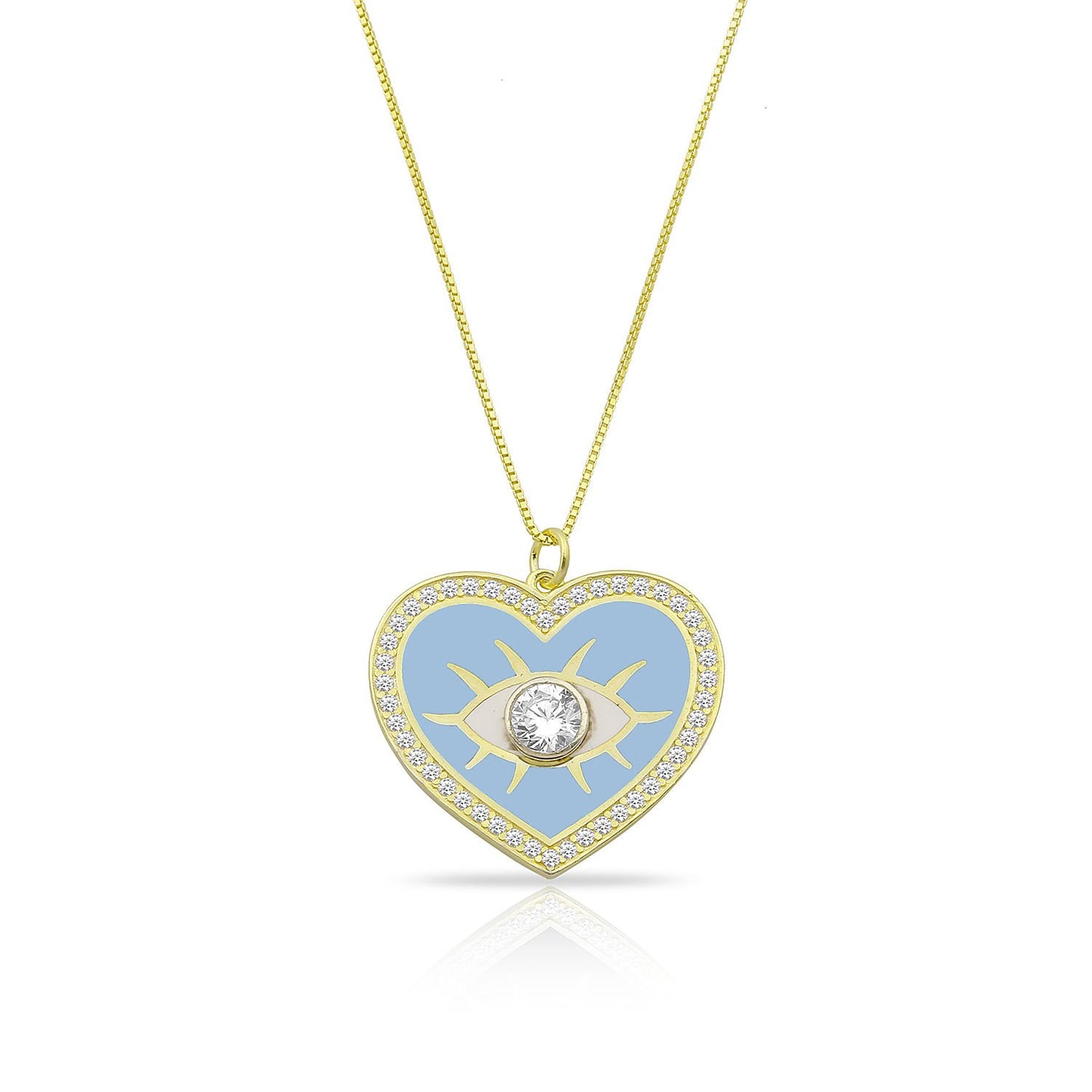 Enamel Evil Eye Heart Necklace
